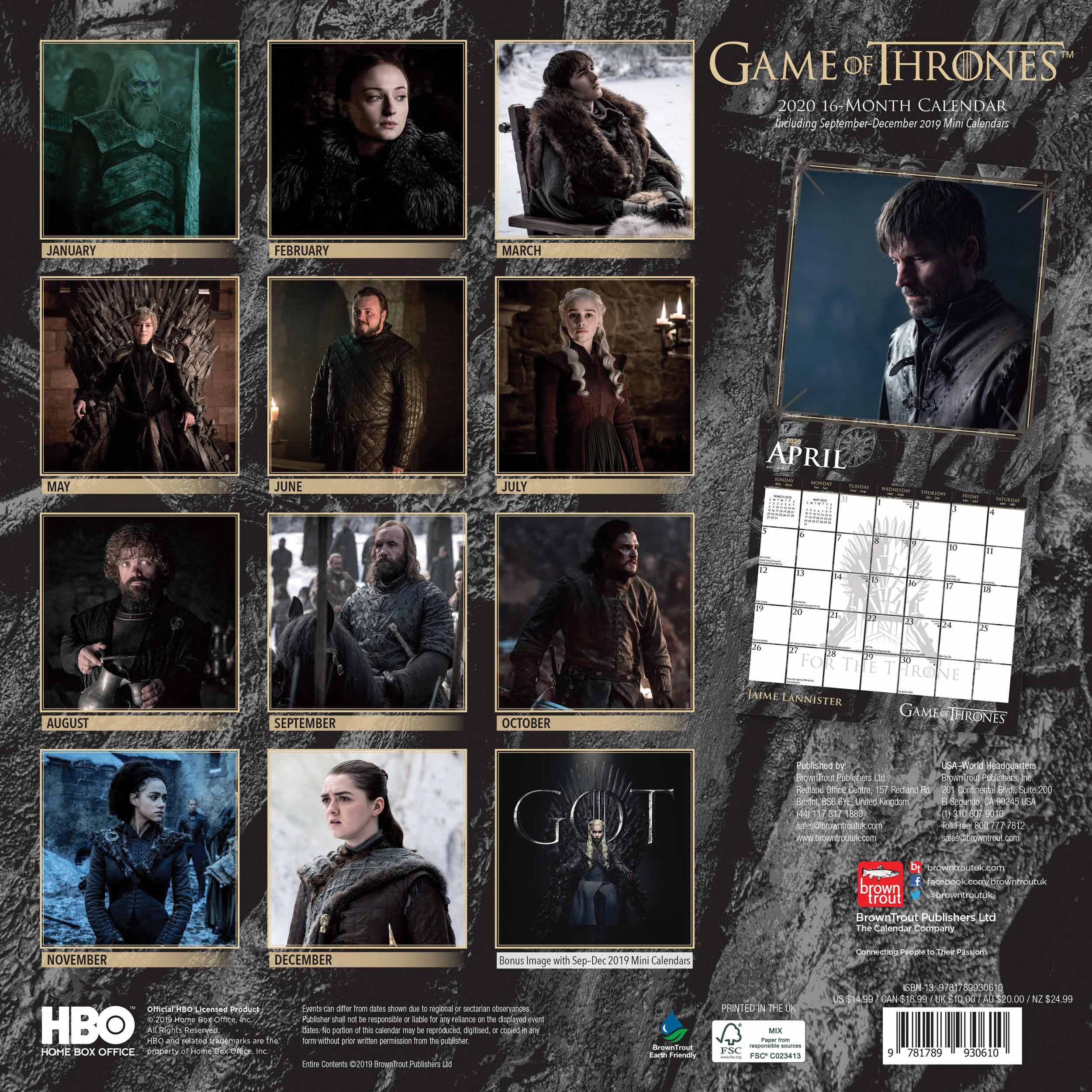 Game Of Thrones Official Calendar 2020