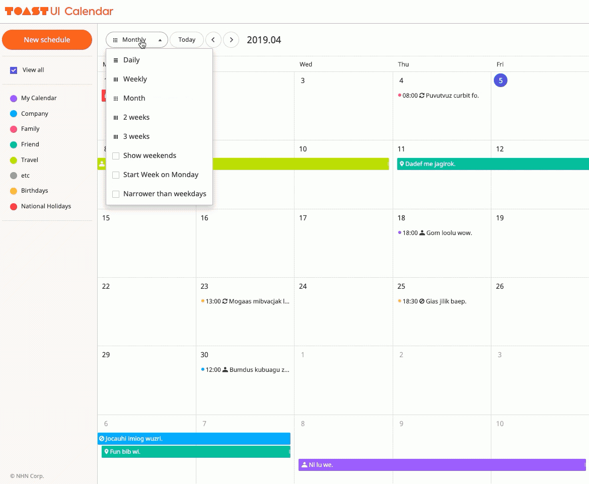 Github - Nhn/tui.calendar: ??a Javascript Calendar That