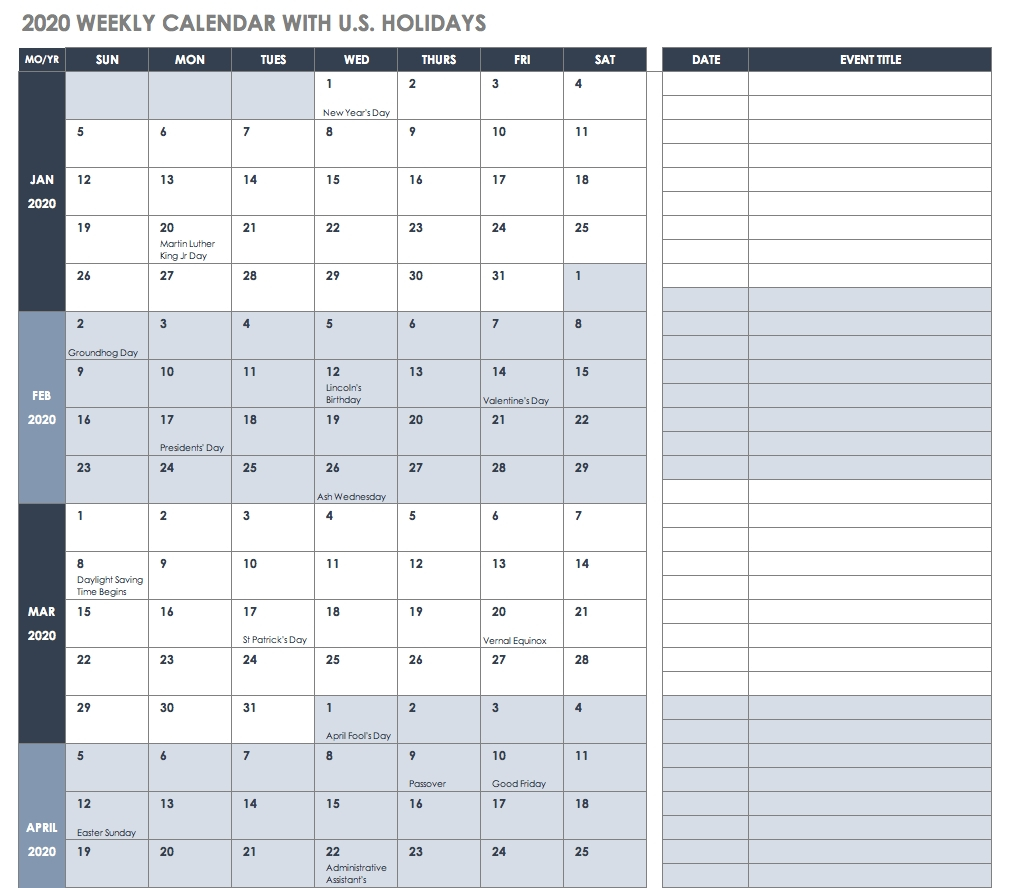 Godly U Of W Calendar 2019 : Mini Calendar Template