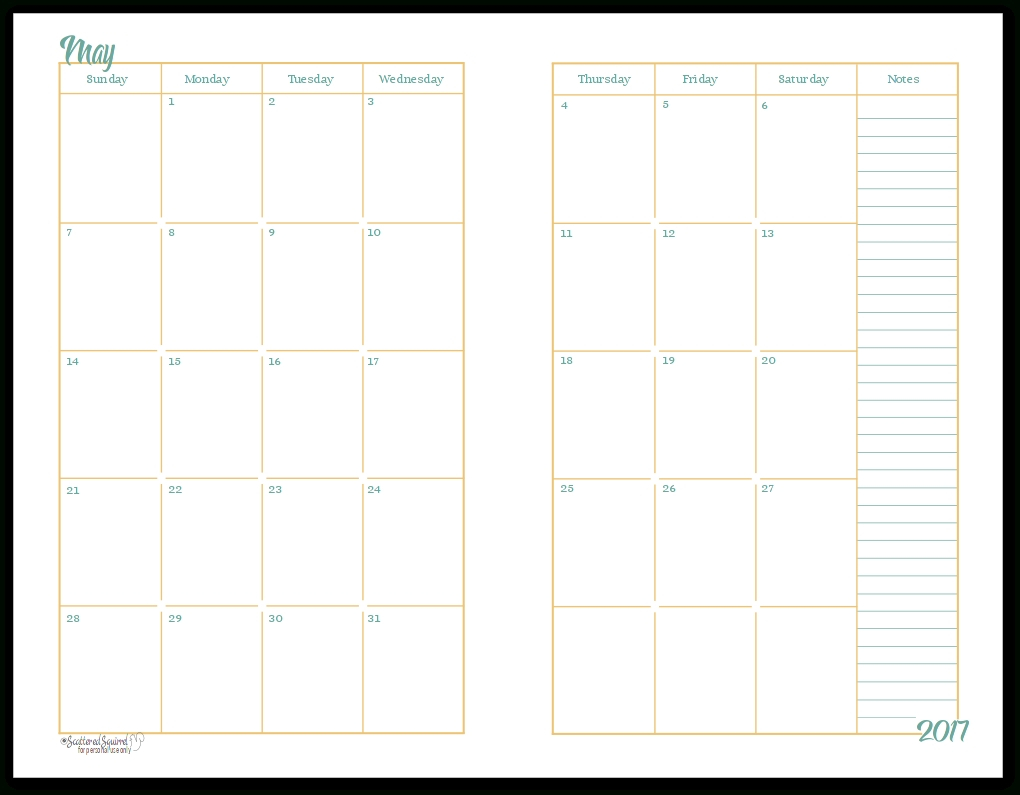 monthly 2 page calendar template