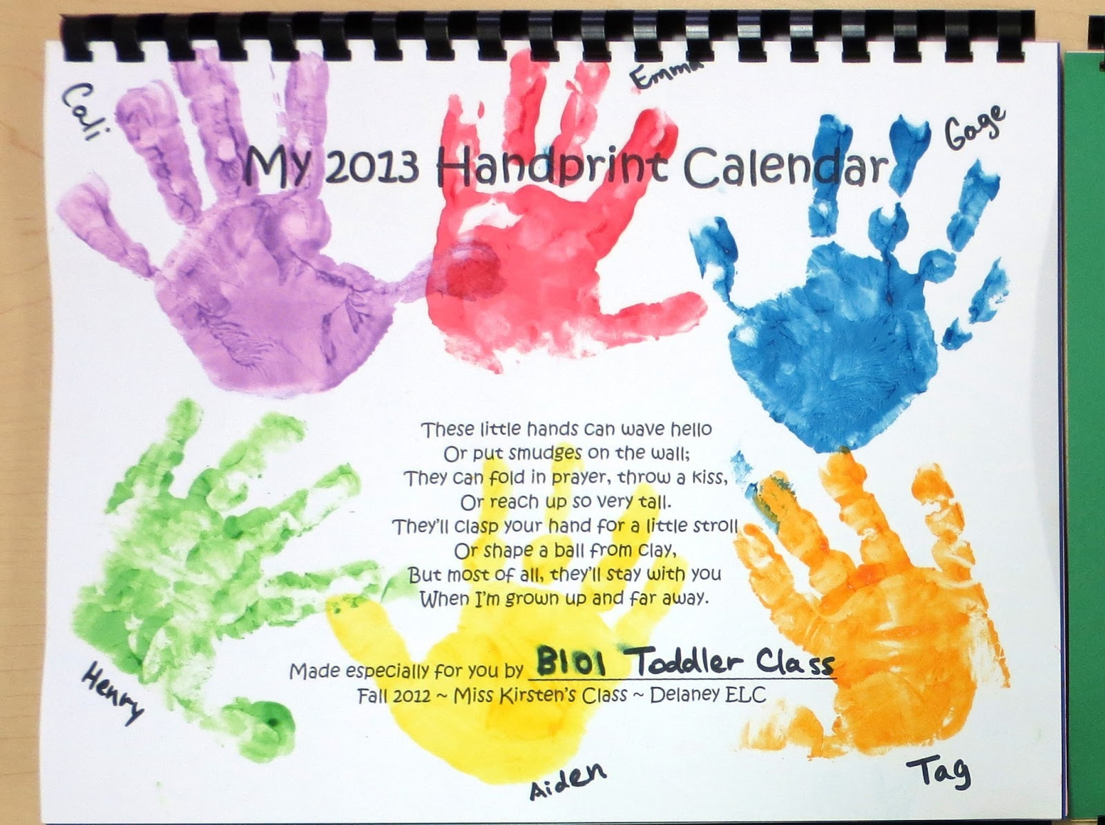 Free Printable Handprint Calendar Calendar Printables Free Templates