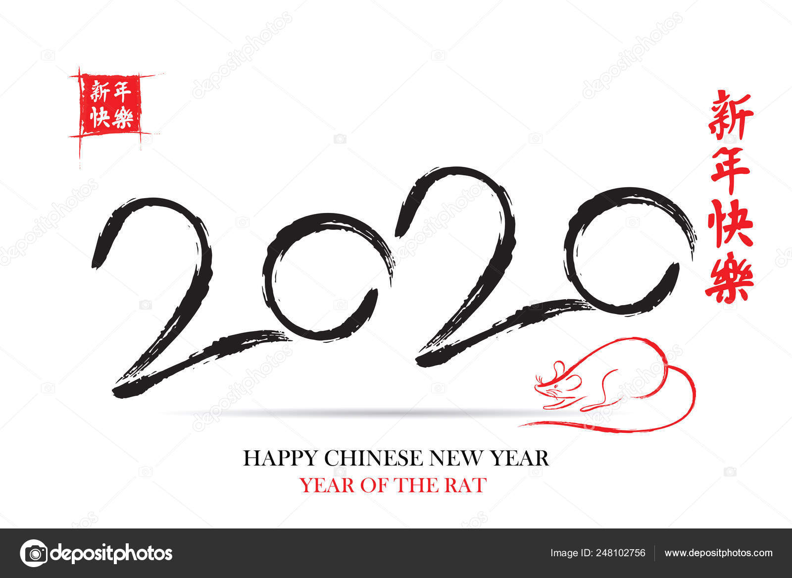 Happy Chinese New Year 2020 Year Of The Rat. — Stock Vector