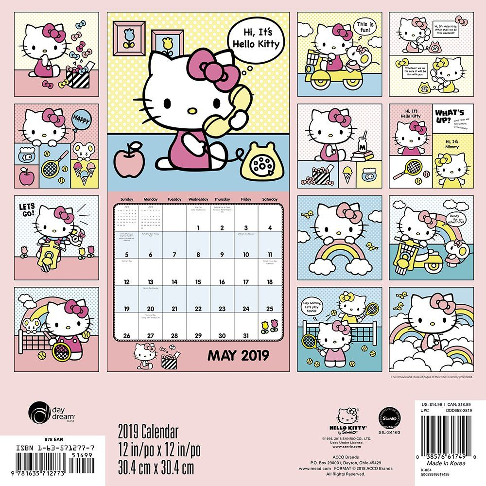 Hello Kitty Wall Calendar (2019) Calendar – July 1, 2018