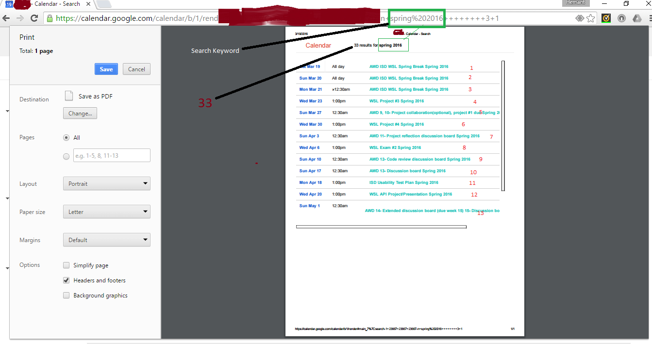 Google Calendar Print Events