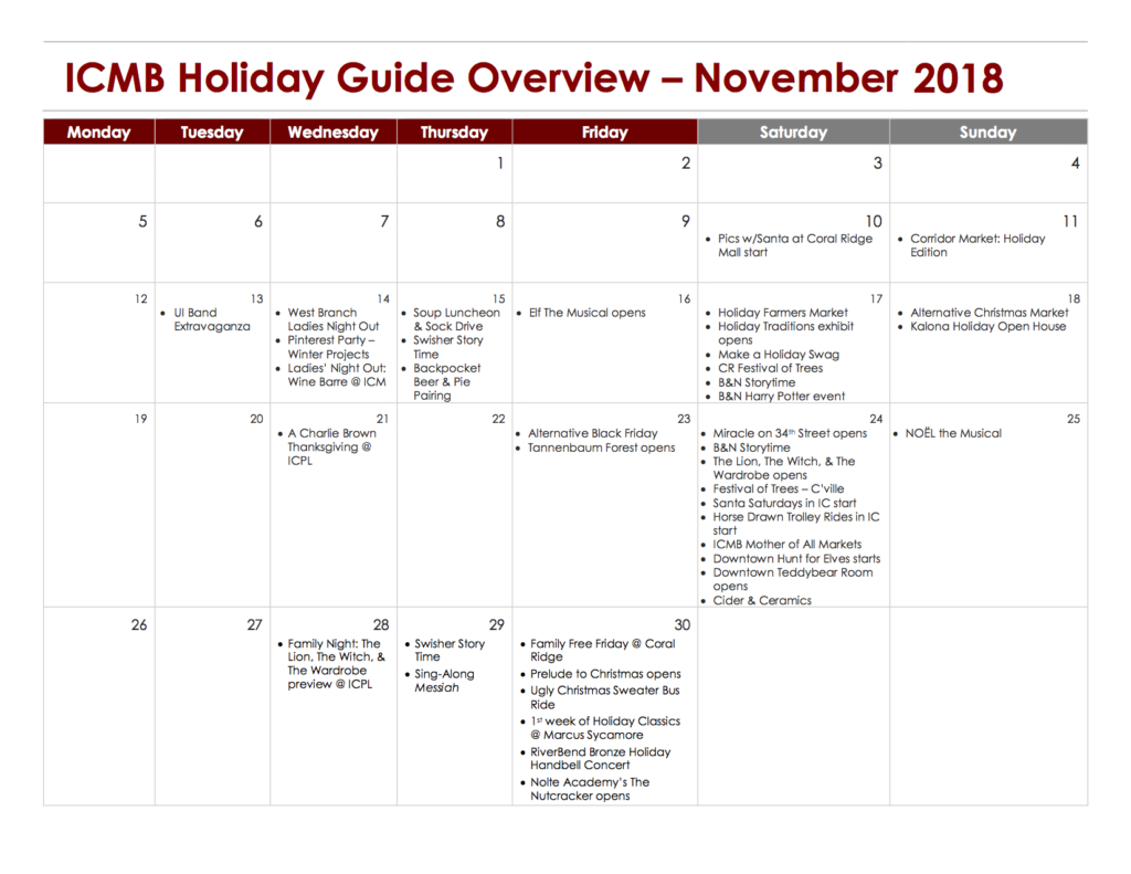 Holiday Activities In The Iowa City Area: Your 2018 Guide