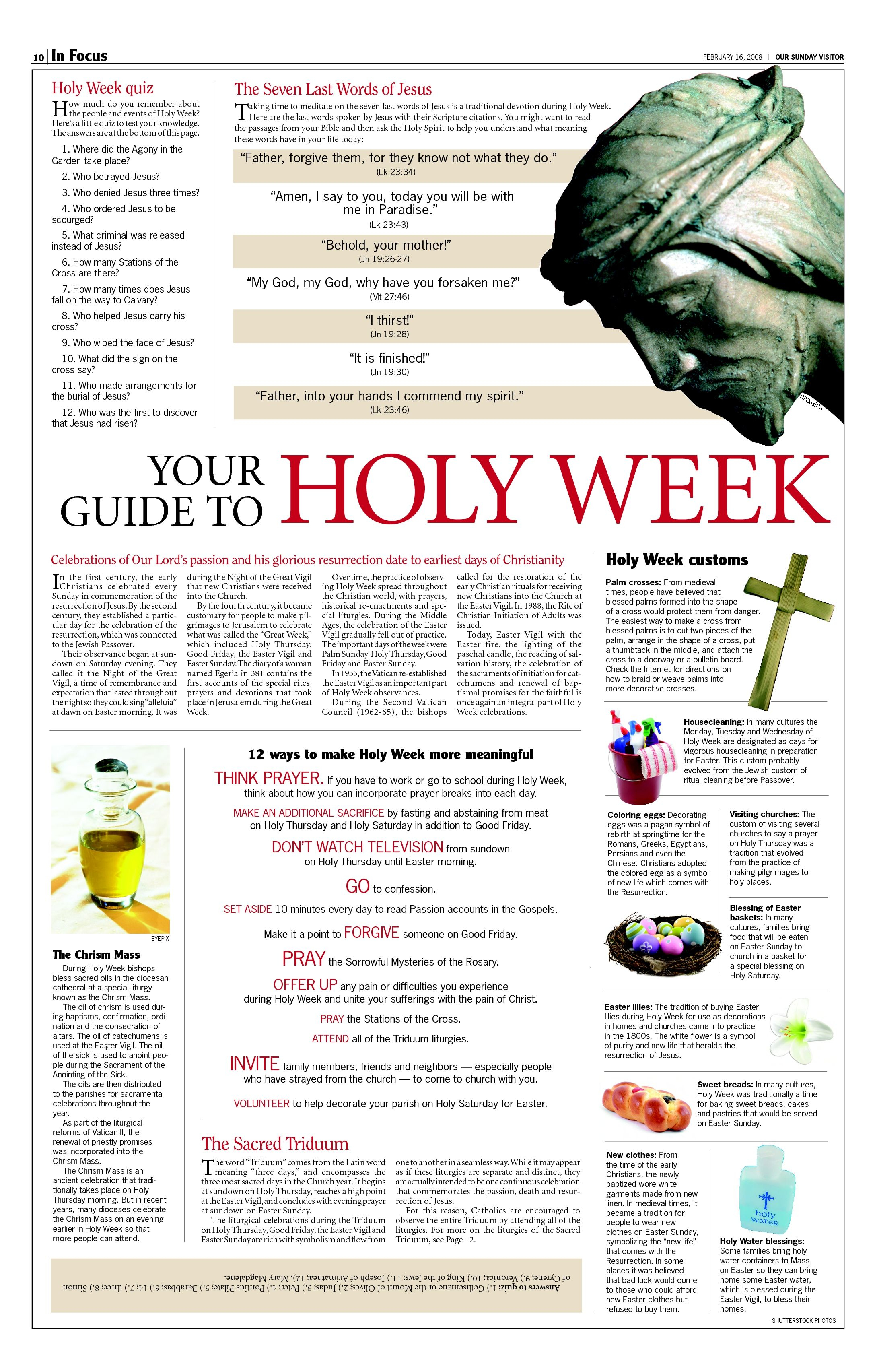 Holy Week! This Is A Catholic Document But Has Some Great