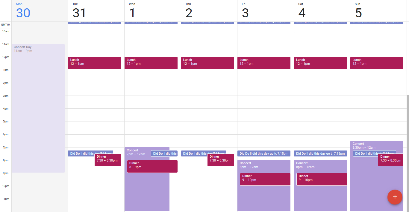 Google Calendar 6 Week View