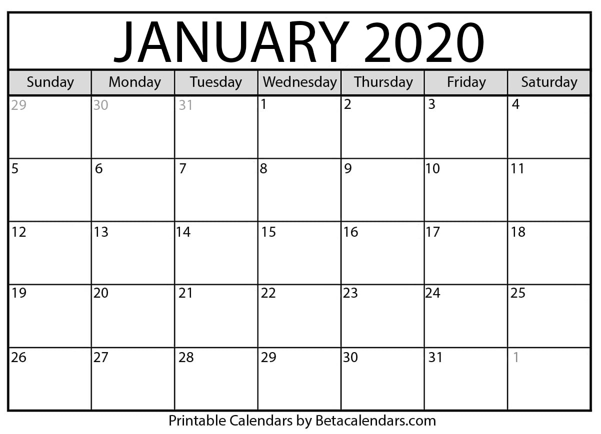 How Do I Print A Calendar For January 2020? - Beta Calendars