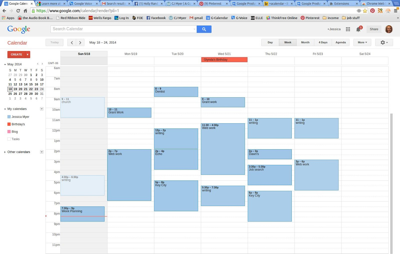 Google Calendar 4 Week View