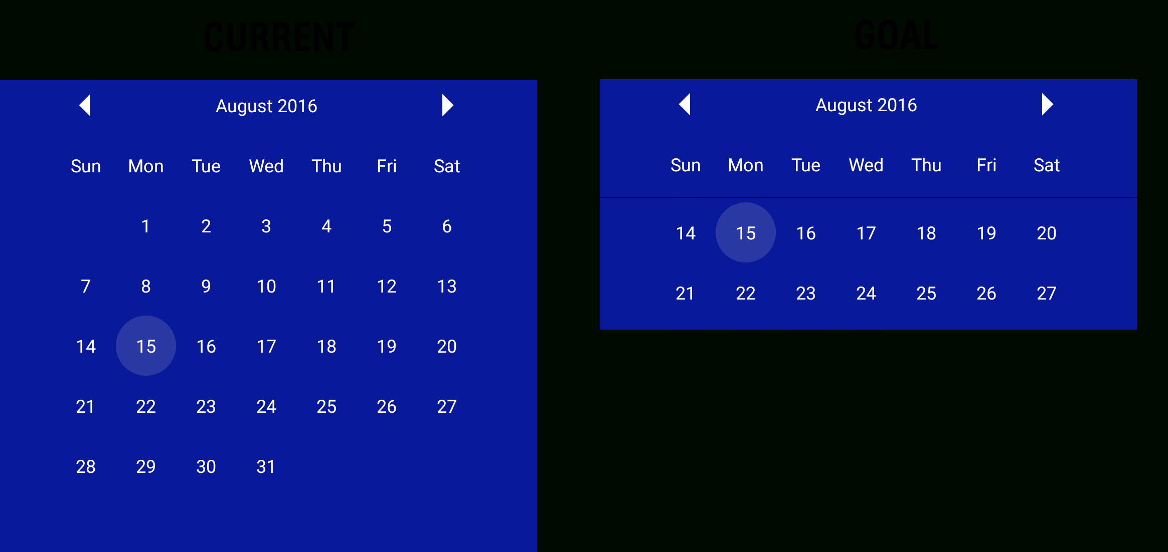 How To Display Only 2 Week In Calendarview In Android