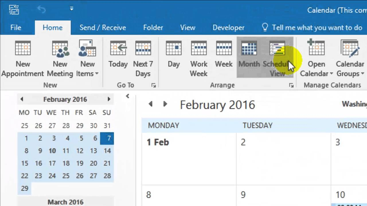 outlook calendar view