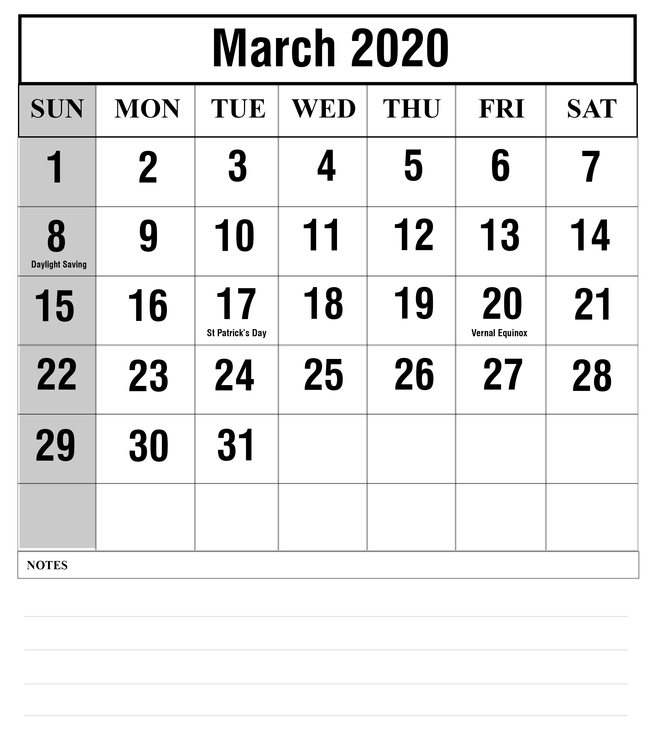 Calendar 2020 Kalnirnay March