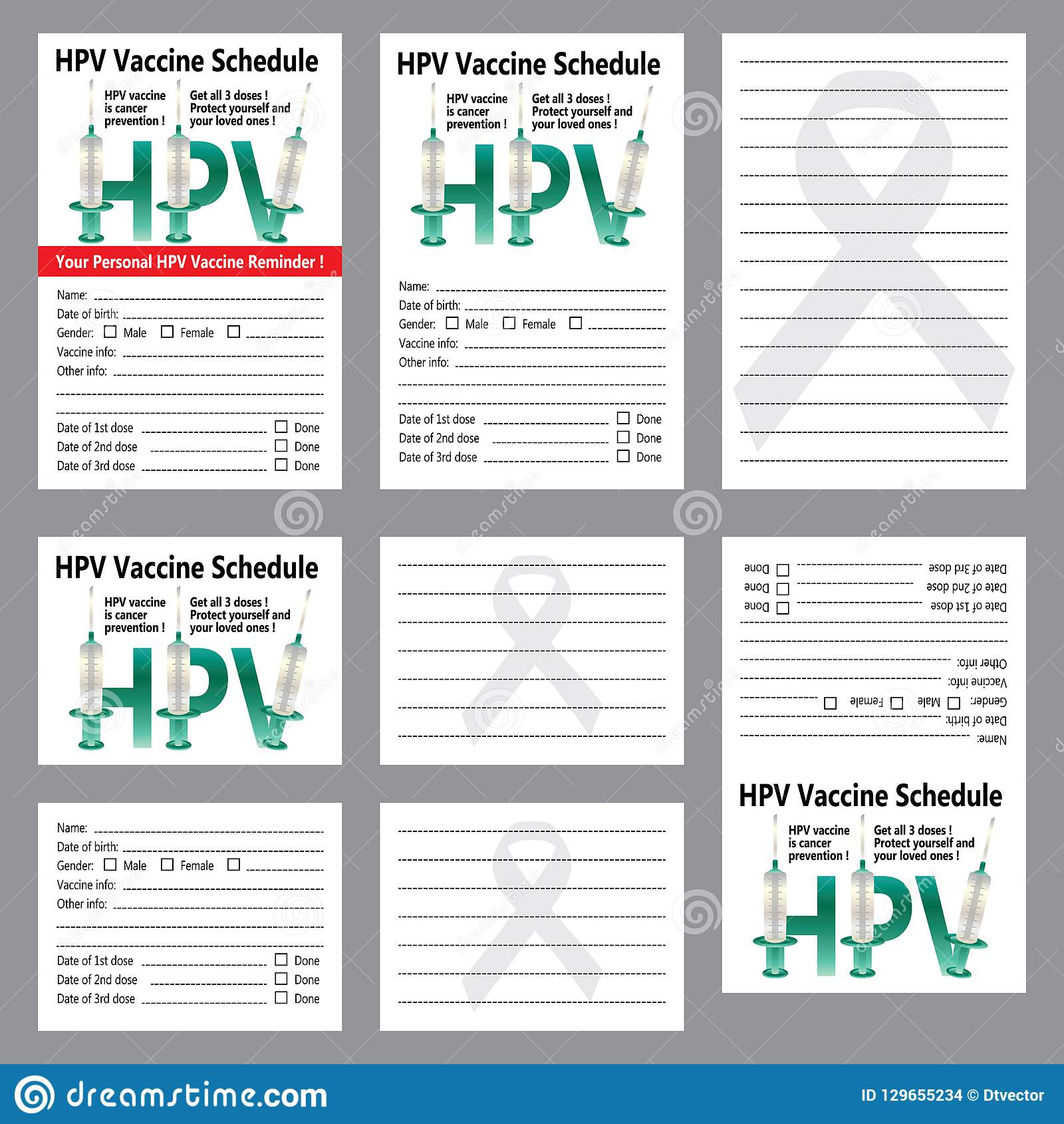 Hpv Vaccine Schedule Reminder Sticker Card Template Set