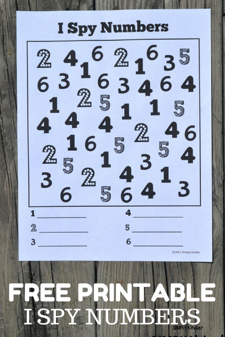 I Spy Numbers Free Printable | Numbers Preschool