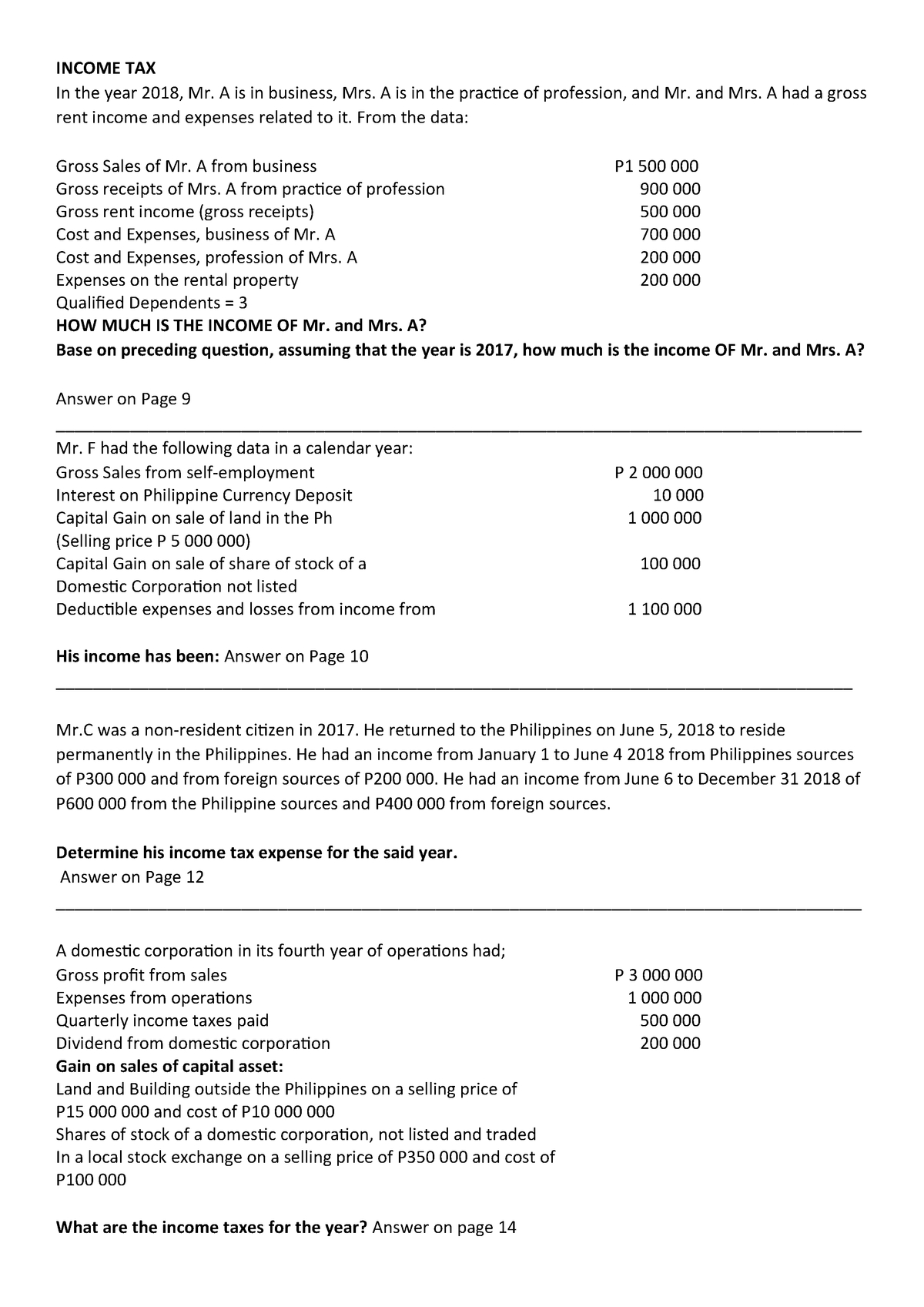 Income Tax Problems - Bachelor Of Science Nursing Bsn - Studocu