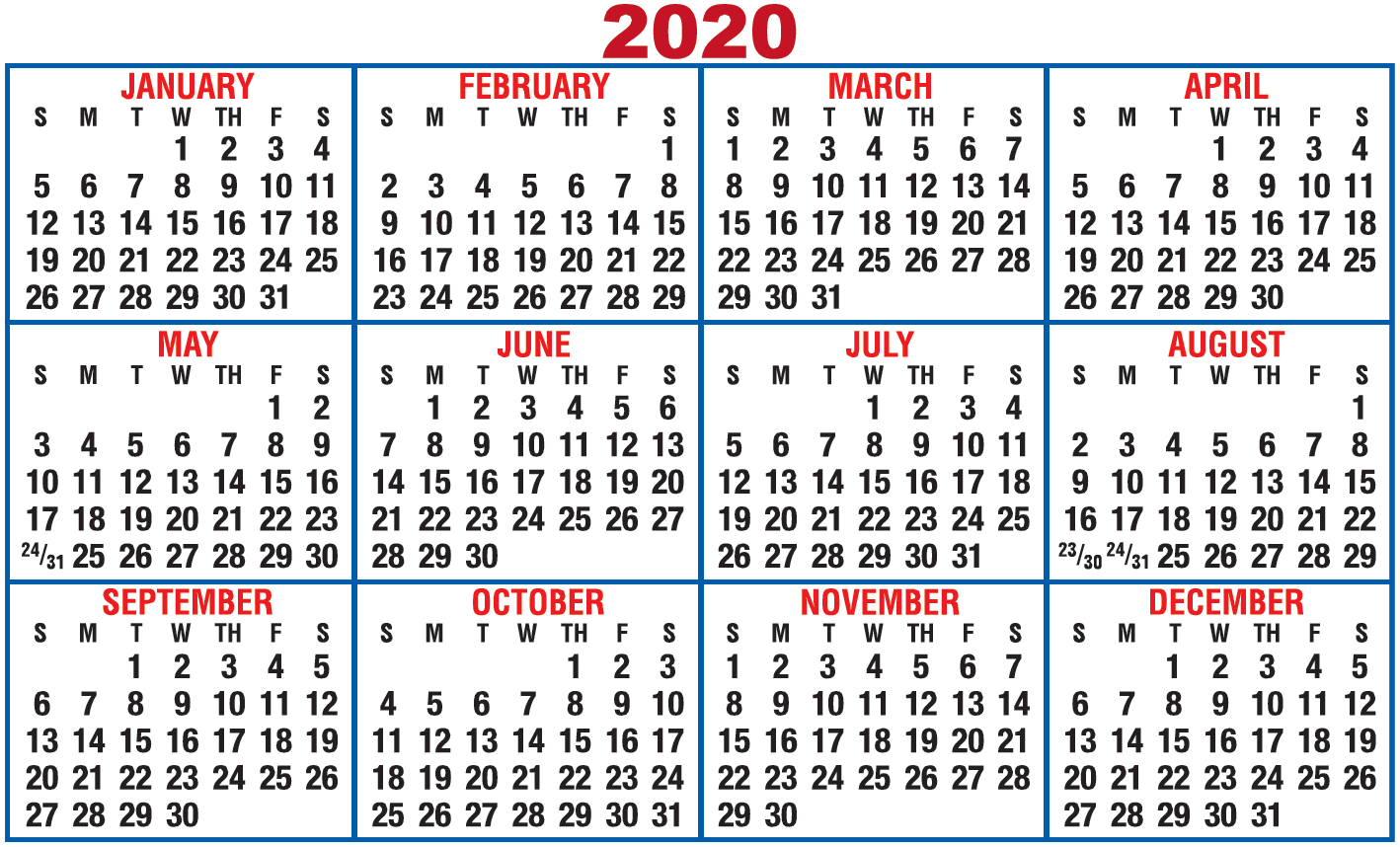 Printable Calendar Strip 2020 | Calendar Printables Free ...