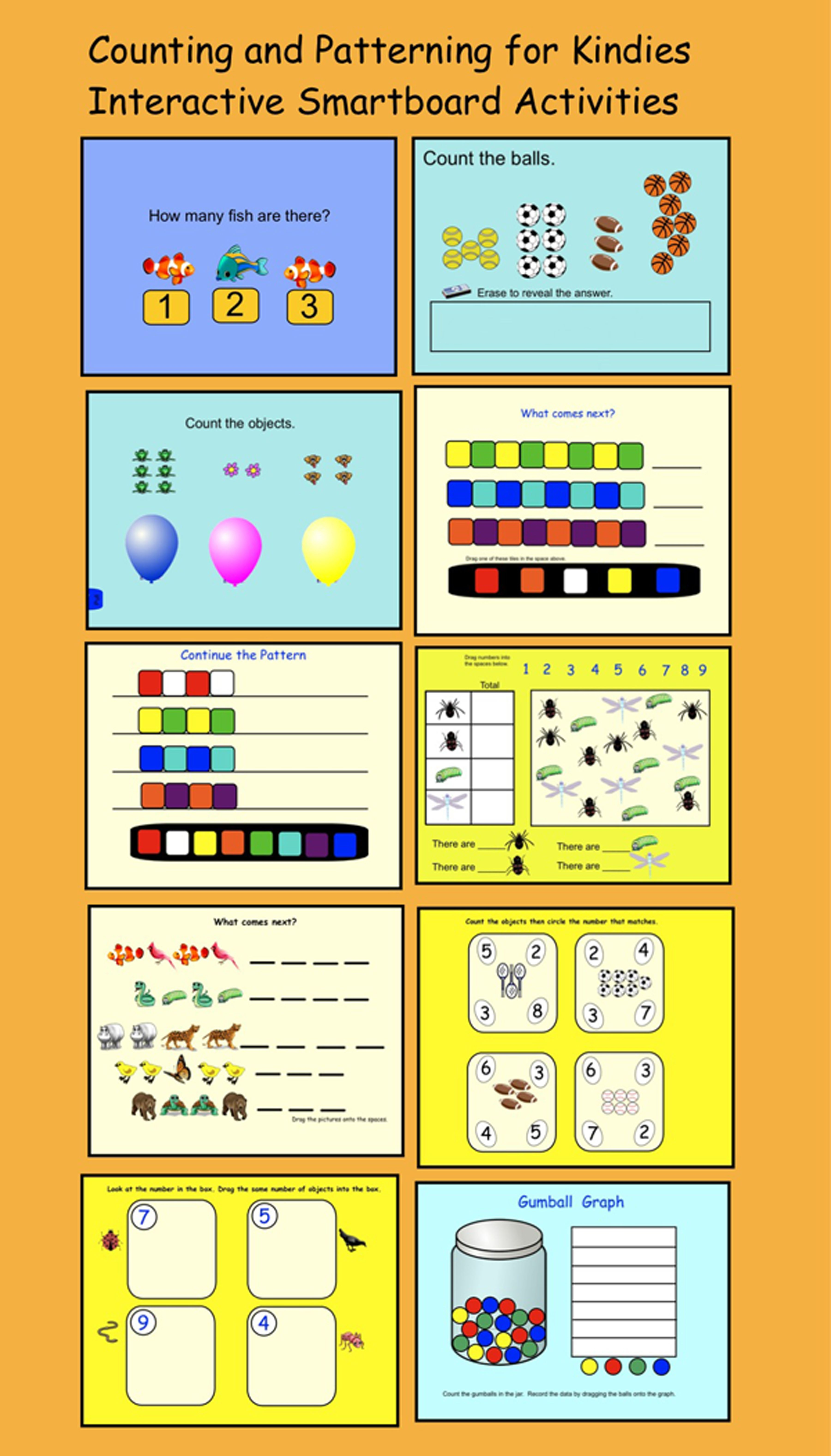 Interactive Smartboard Lesson/ 10 Pages Of Counting And