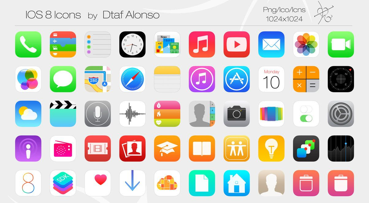 Ios 8 Iphone App Icons Printable | Iphone Icon, Calendar App