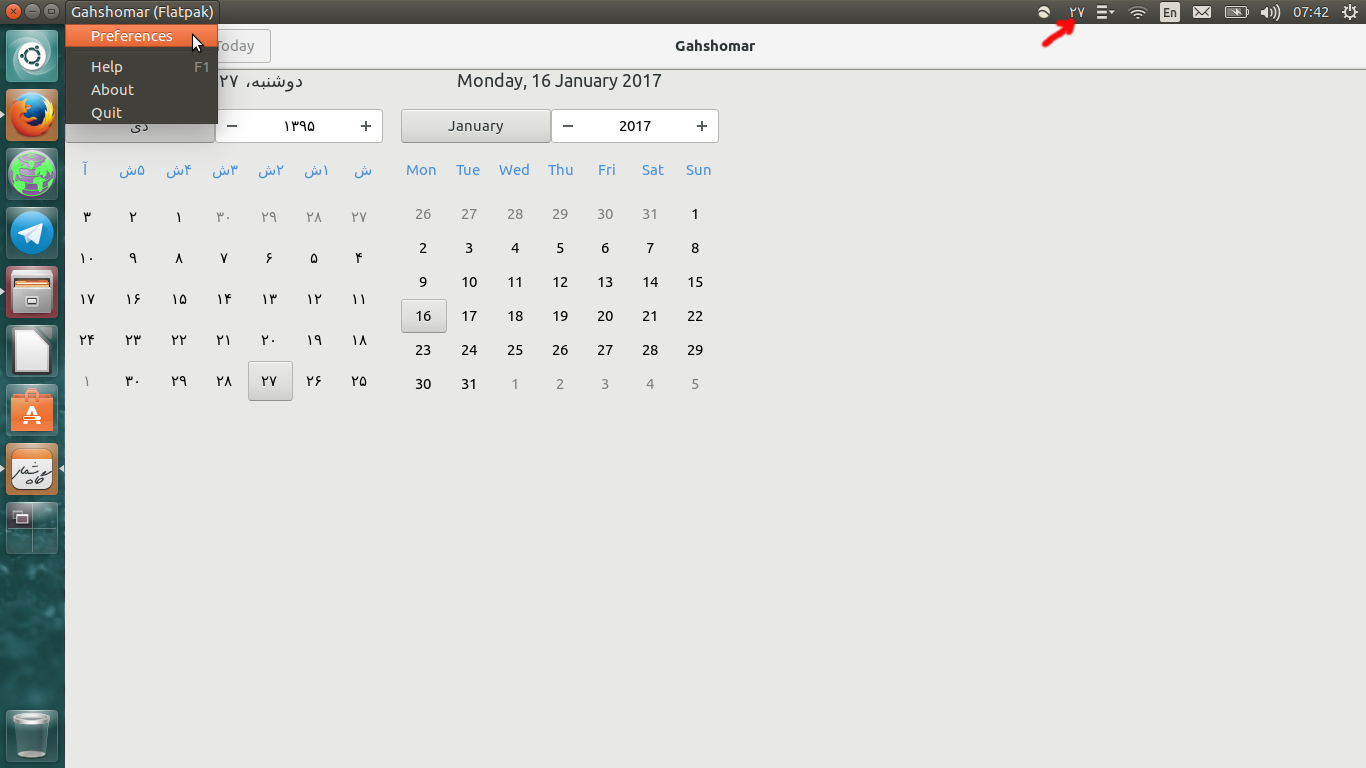 Is There A Persian Calendar For Ubuntu 16.04? - Ask Ubuntu
