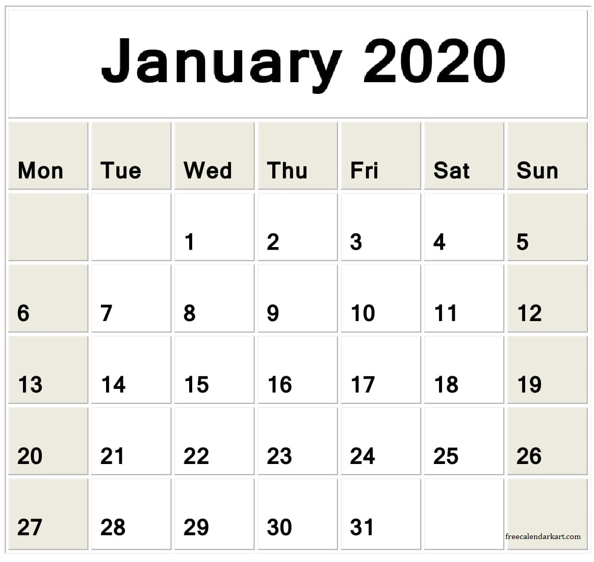Jan 2020 Calendar Printable Planner - Latest Printable