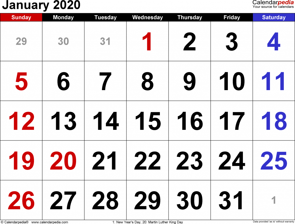 January 2020 Calendar | 2020 Yearly Calendar Template Download!!