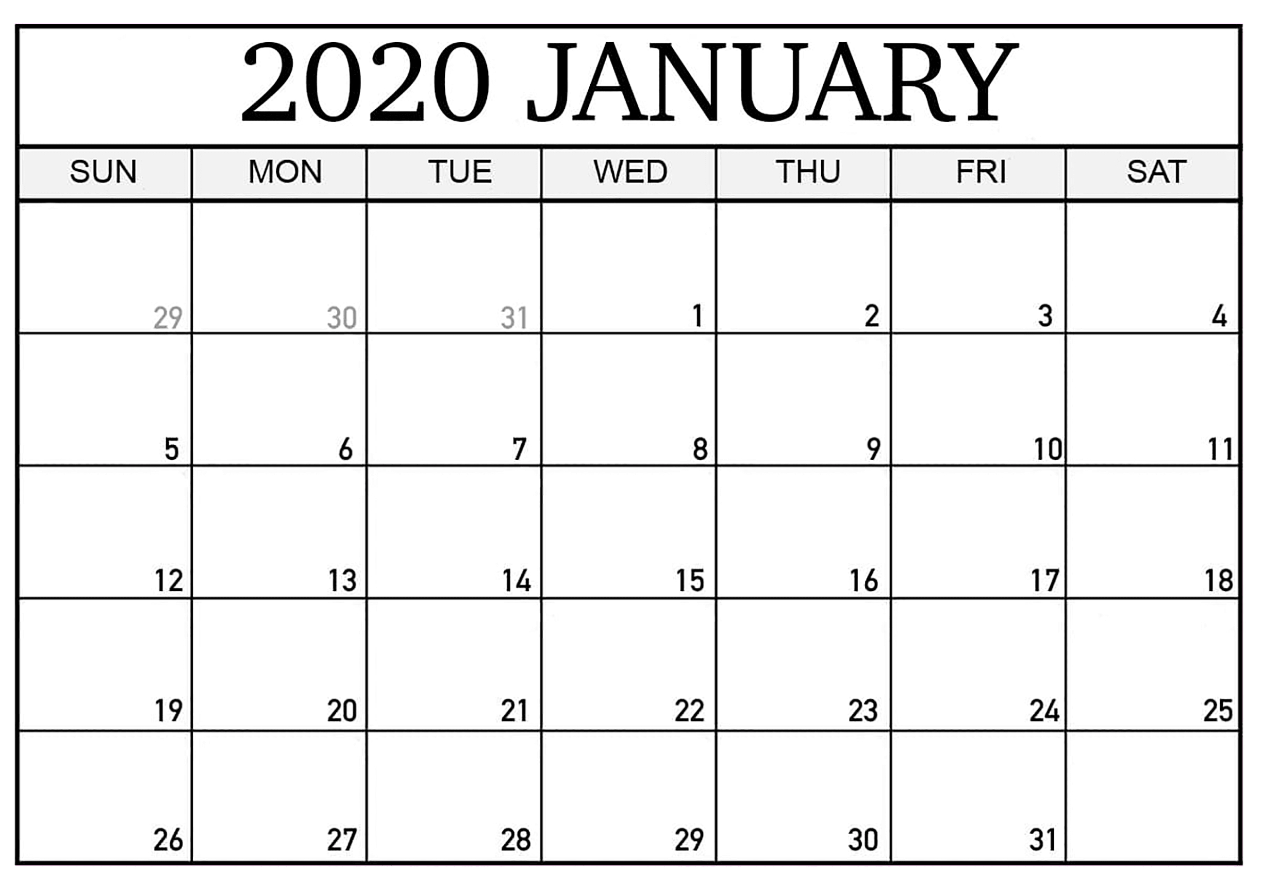 January 2020 Calendar Canada National Holidays - 2019