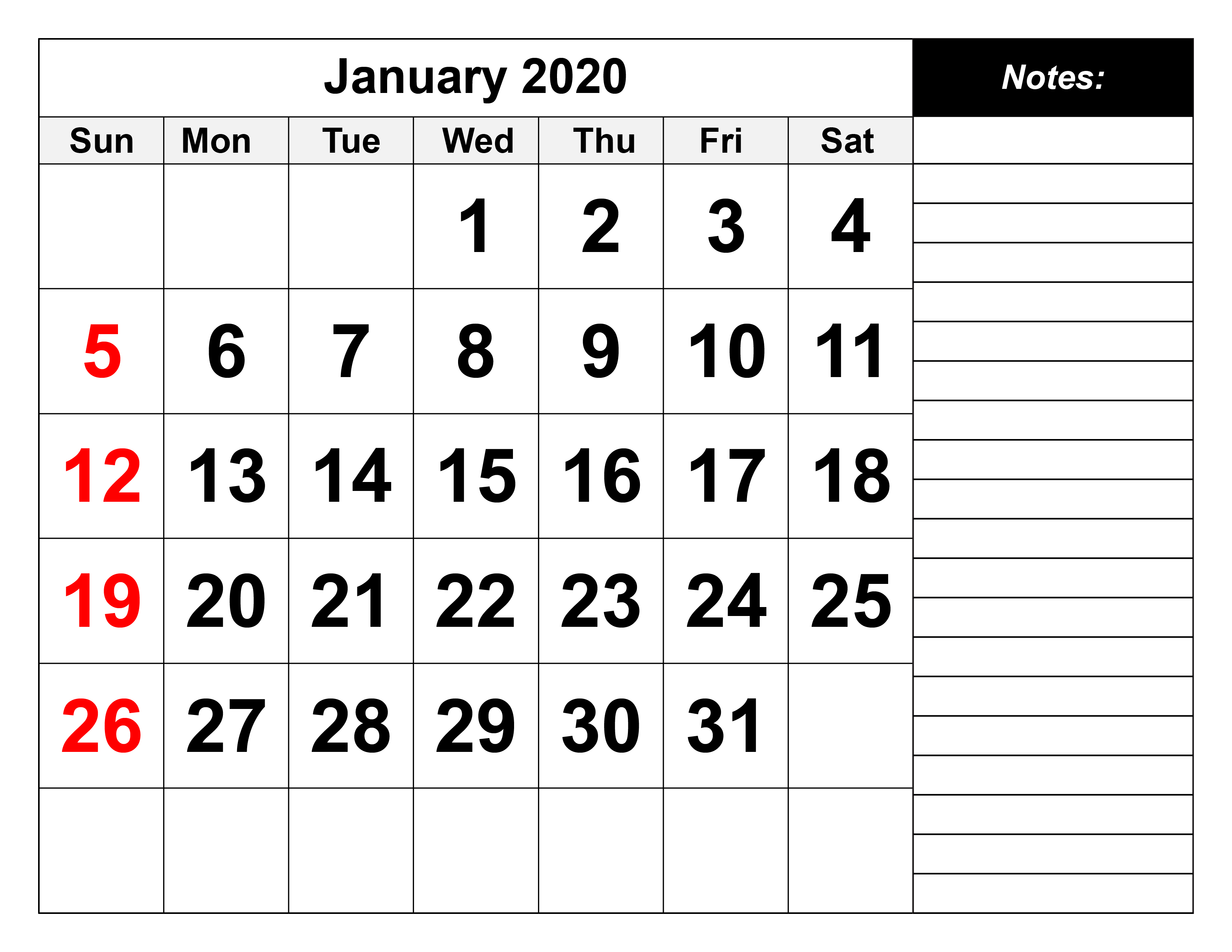 January 6 2020 Calendar | Calendar Printables Free Templates