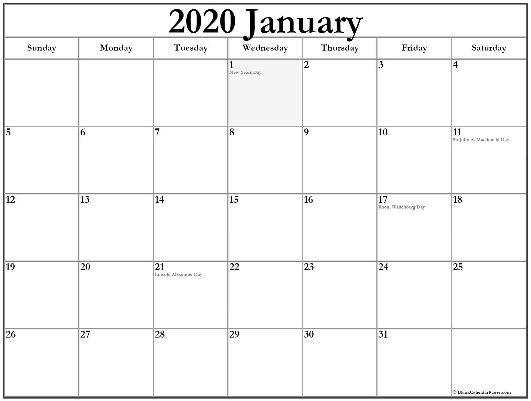 January 2020 Calendar With Holidays | Holiday Calendar