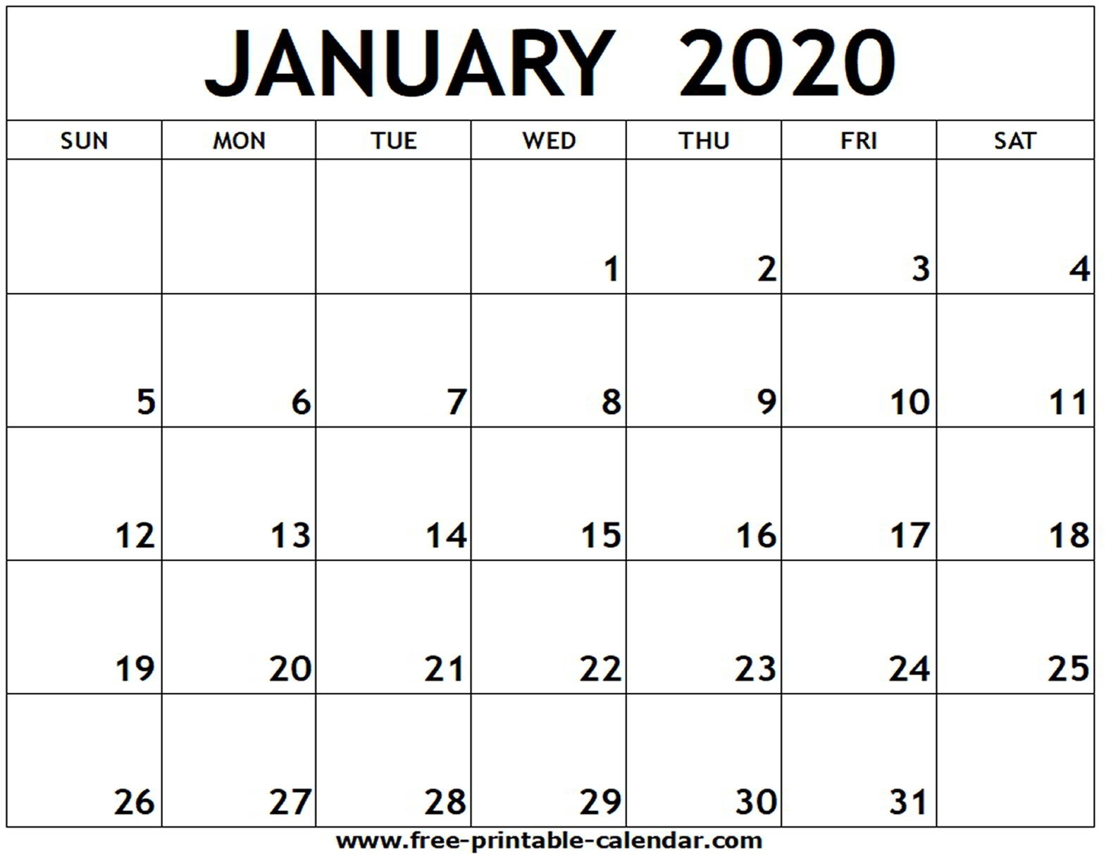 January 2020 Printable Calendar – Free-Printable-Calendar
