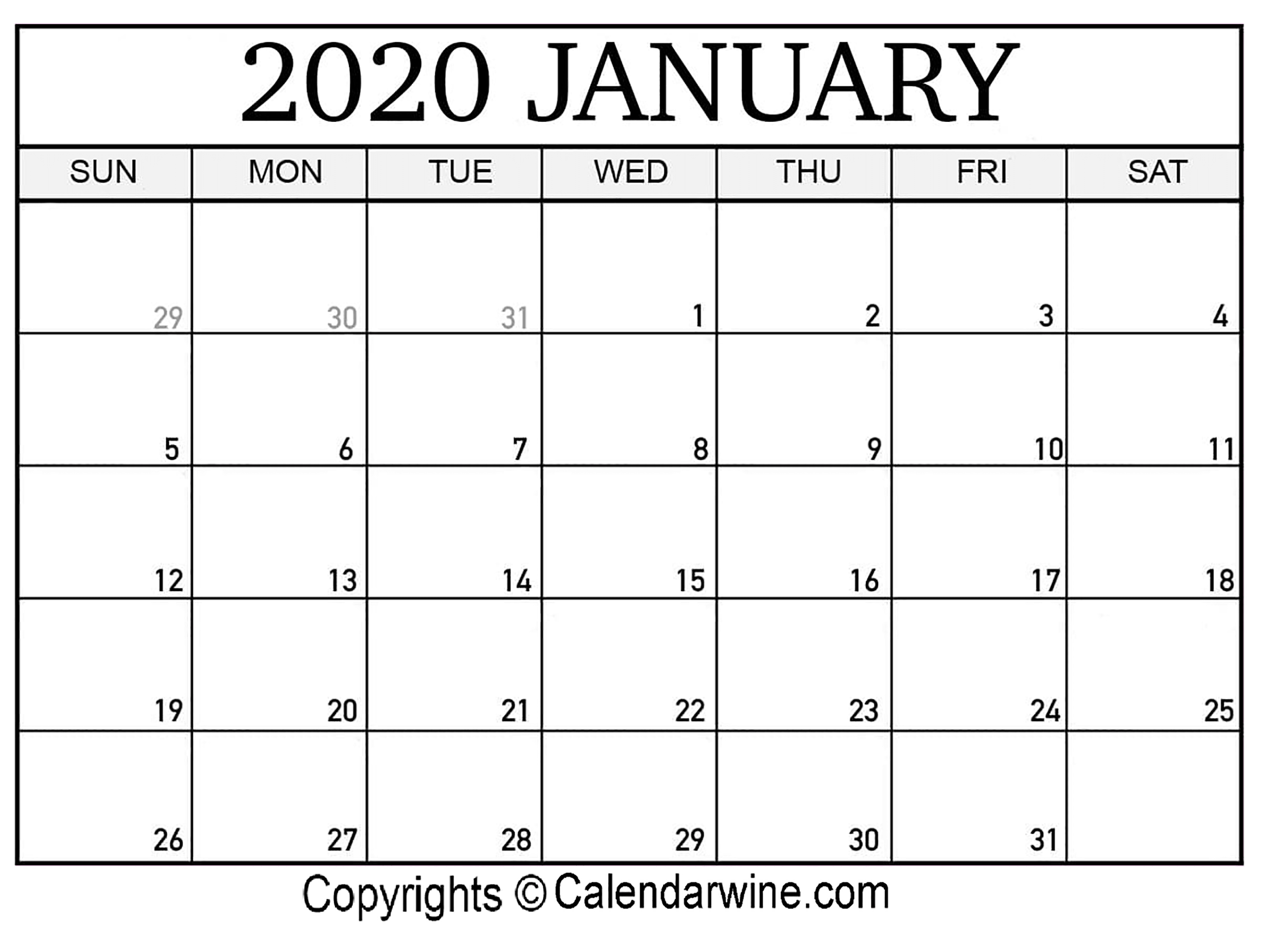 Free Printable Calendar Jan | Calendar Printables Free Templates