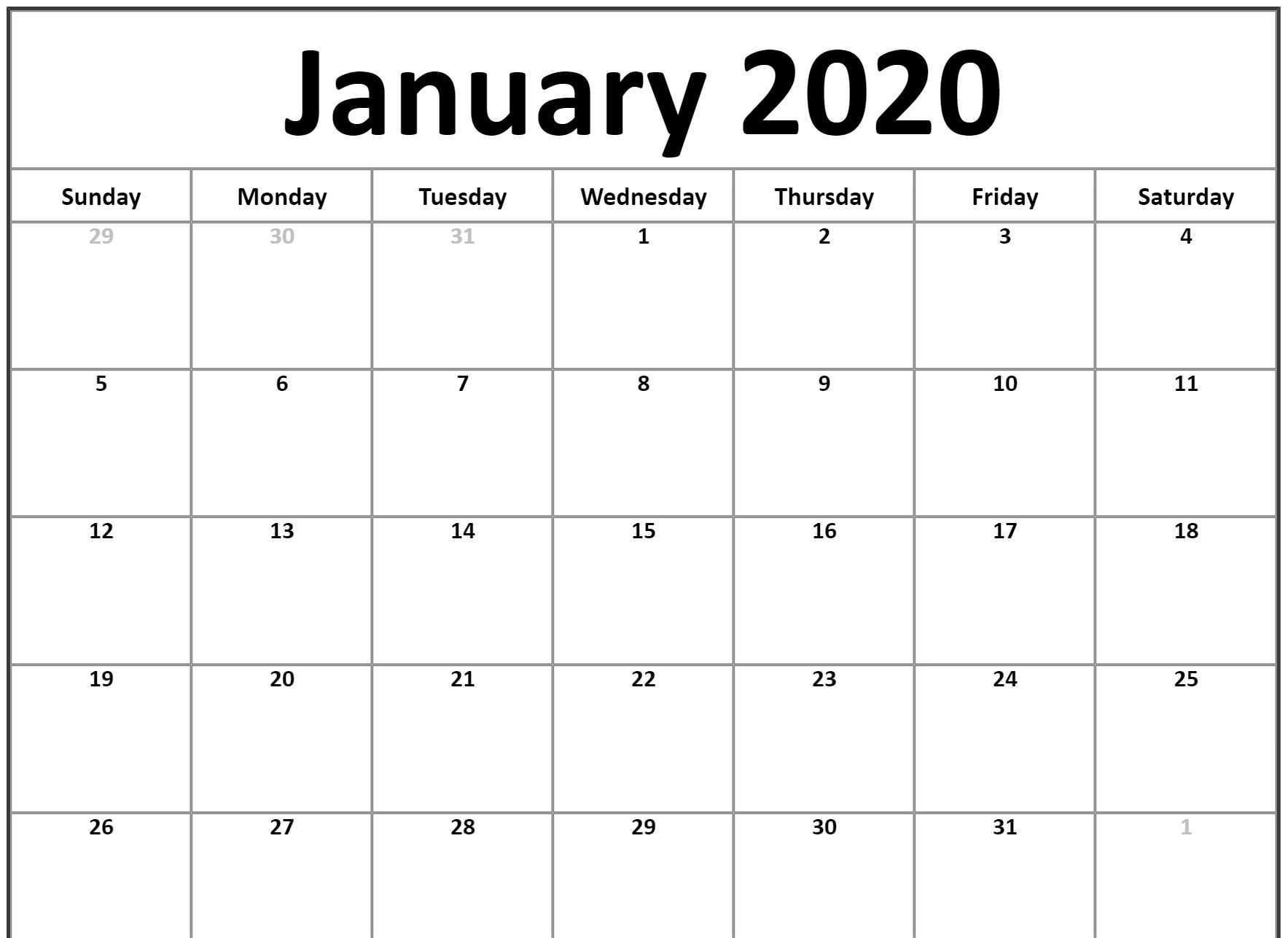 Free Printable Calendar Landscape 2020