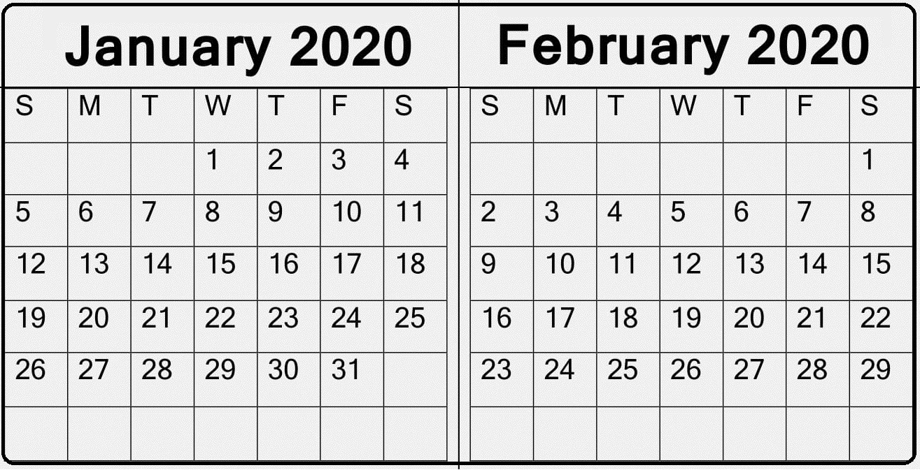 January February 2020 Calendar — Make A Plan For Two Month