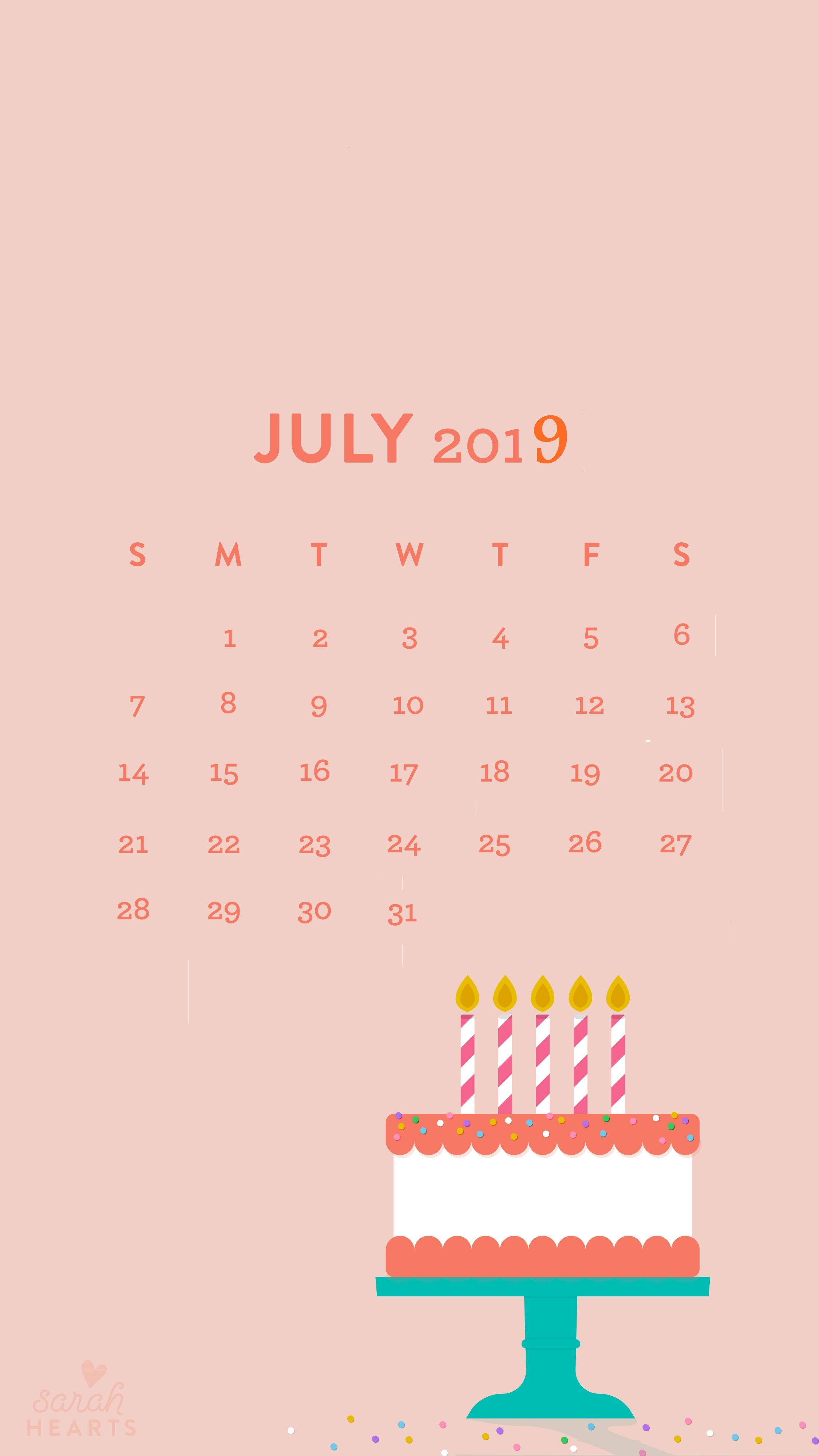 July 2019 Iphone Calendar Wallpaper In 2019 | Calendar