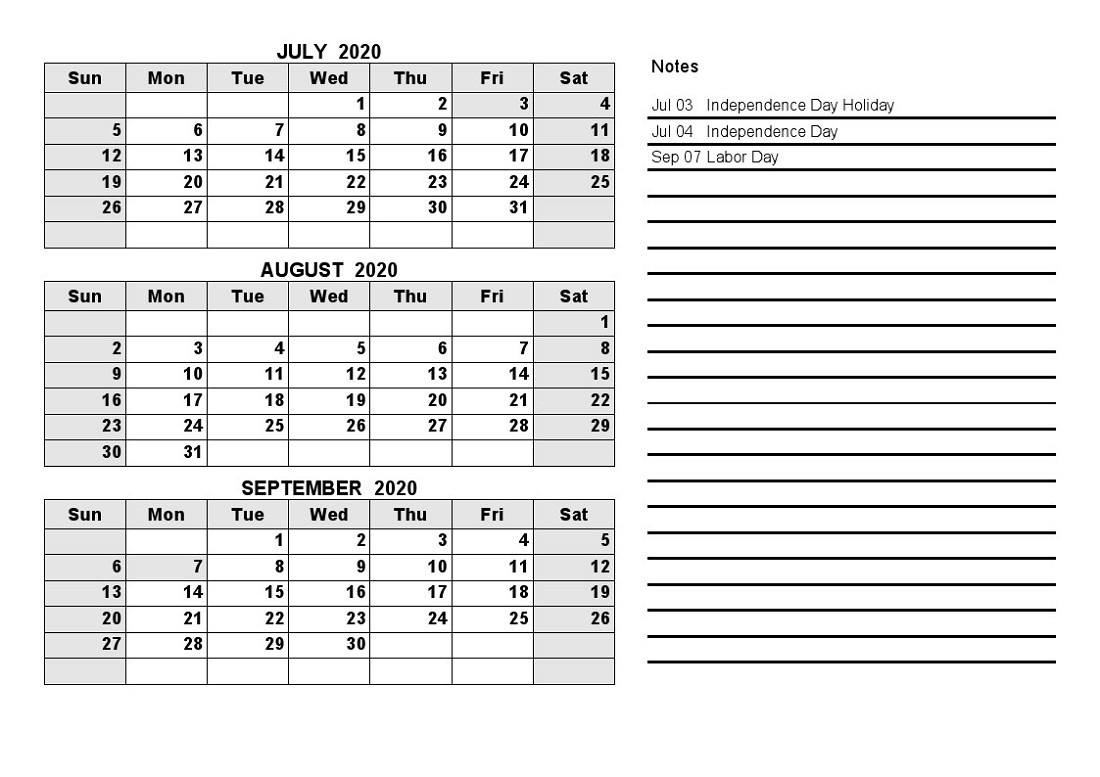 July 2020 Calendar For Children | Example Calendar Printable