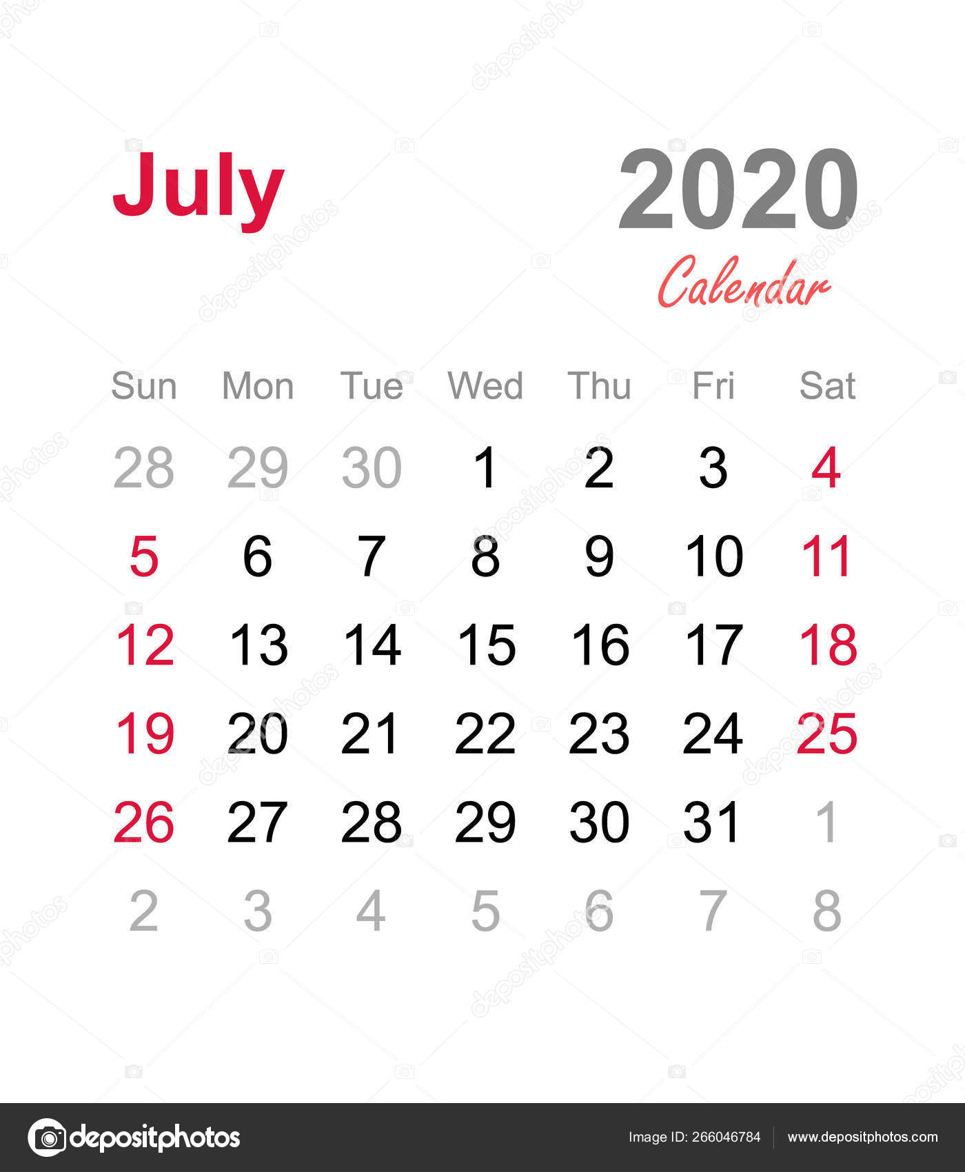 July 2020 Calendar Monthly Calendar Template 2020 Monthly