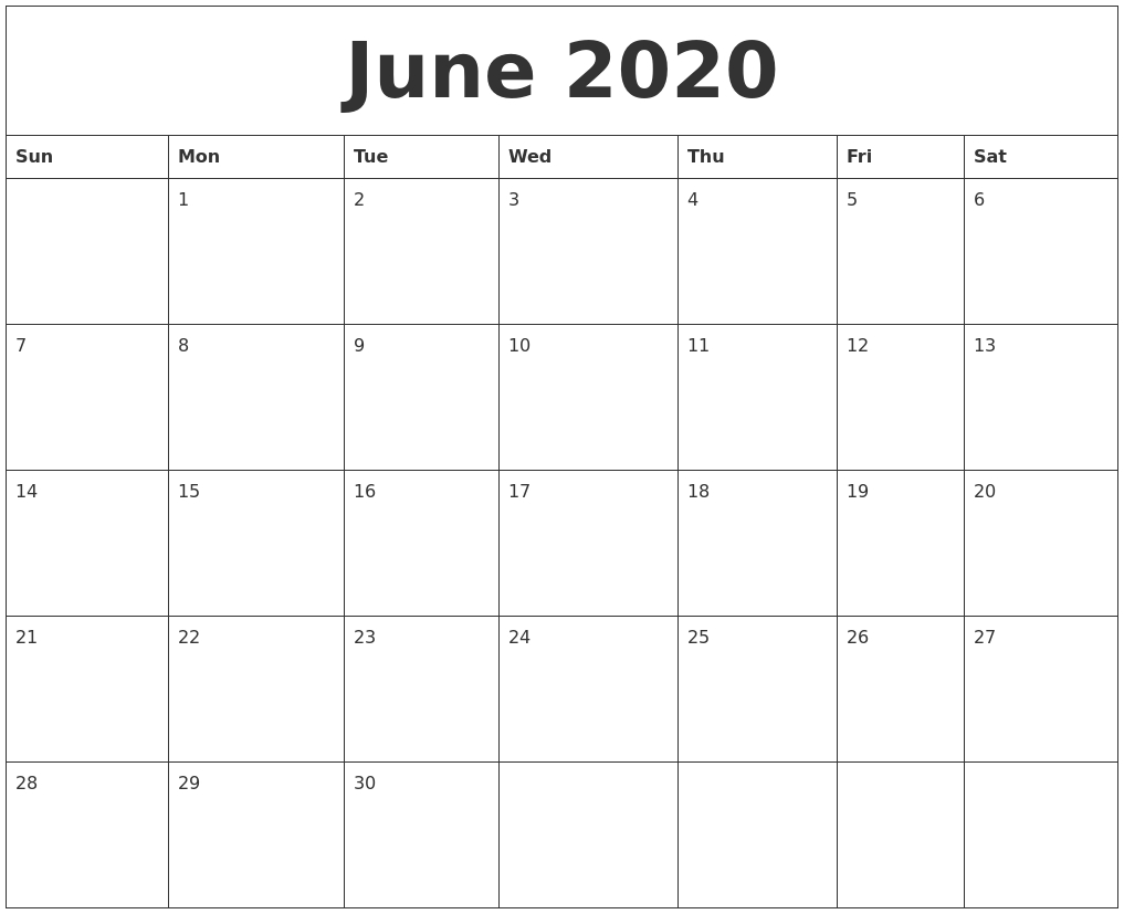 July 2020 June 2020 Calendar - Wpa.wpart.co