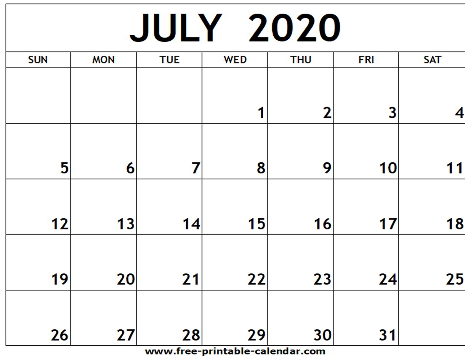 Free Printable Calendar August 2020-June 2020