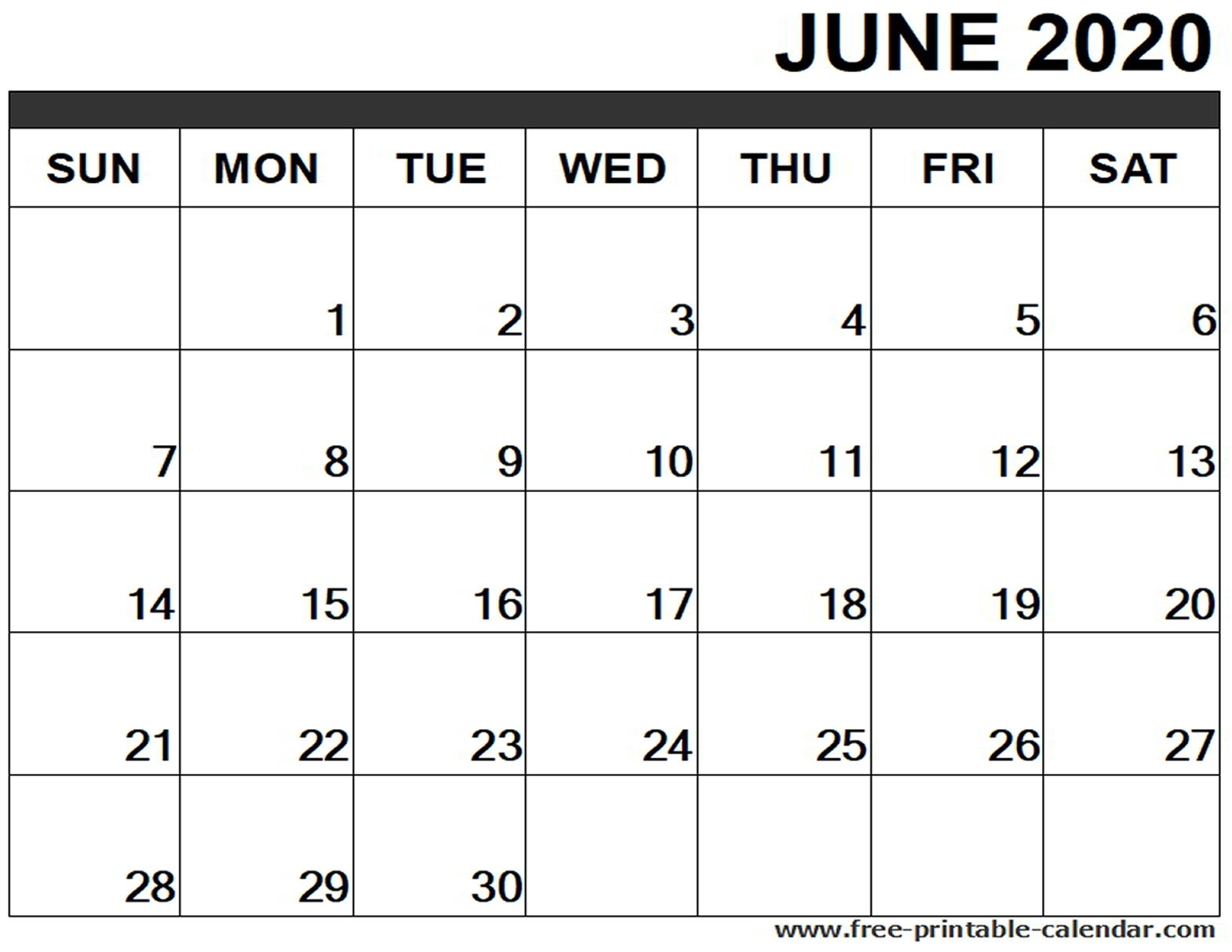 June 2020 Calendar Printable – Free-Printable-Calendar-2020