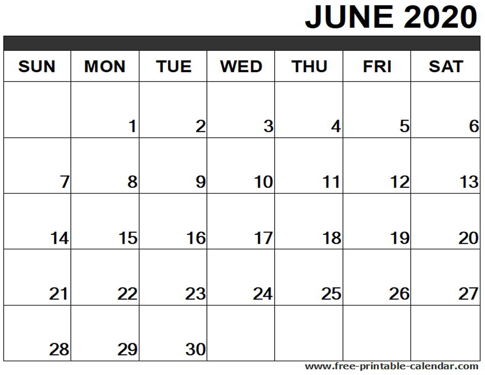 June 2020 Calendar Printable - Free-Printable-Calendar