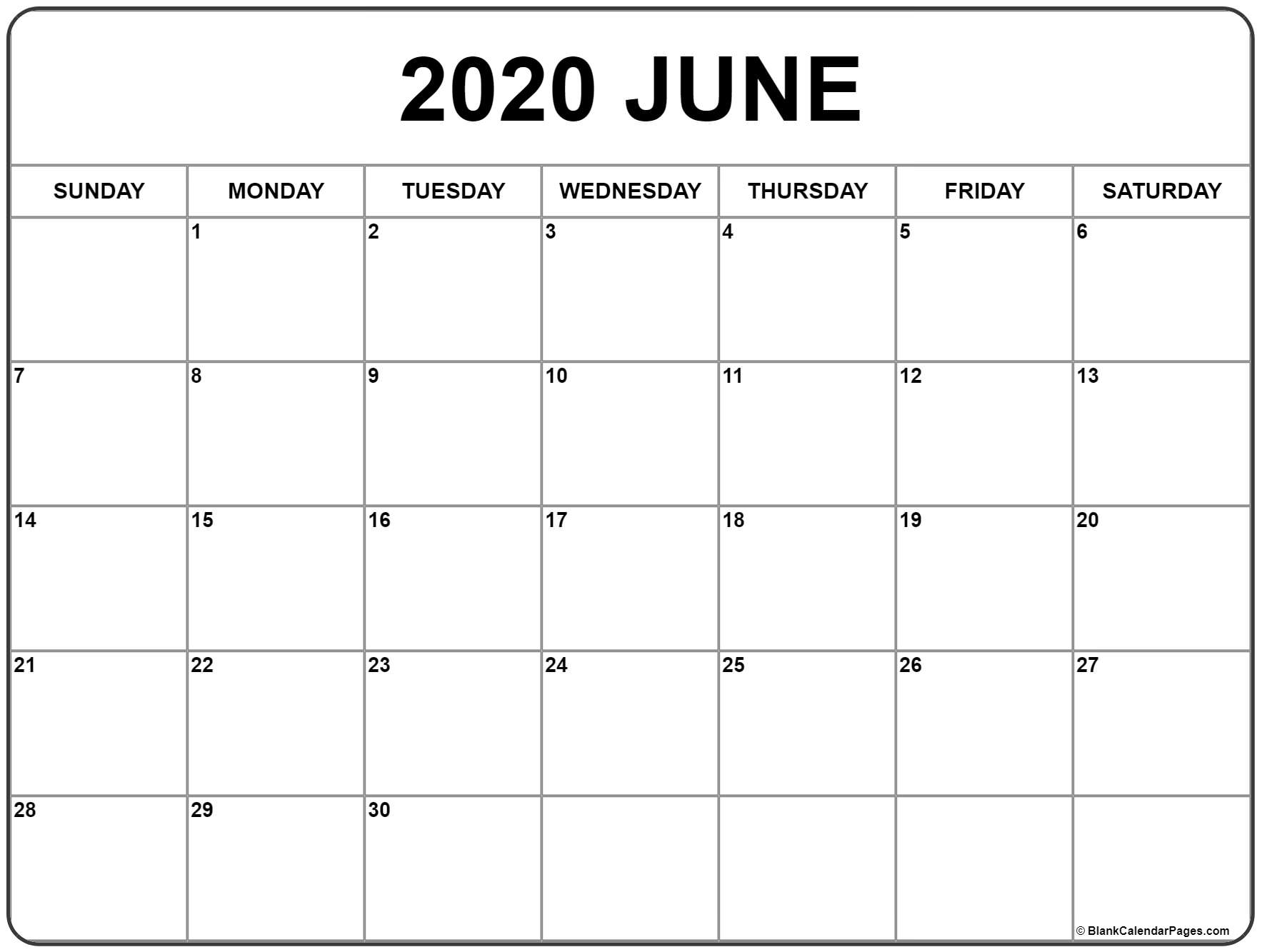 June Calendar Printable 2020 - Wpa.wpart.co