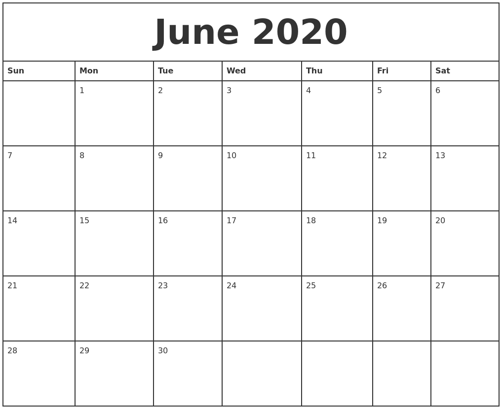 June Monthly Calendar 2020 - Wpa.wpart.co