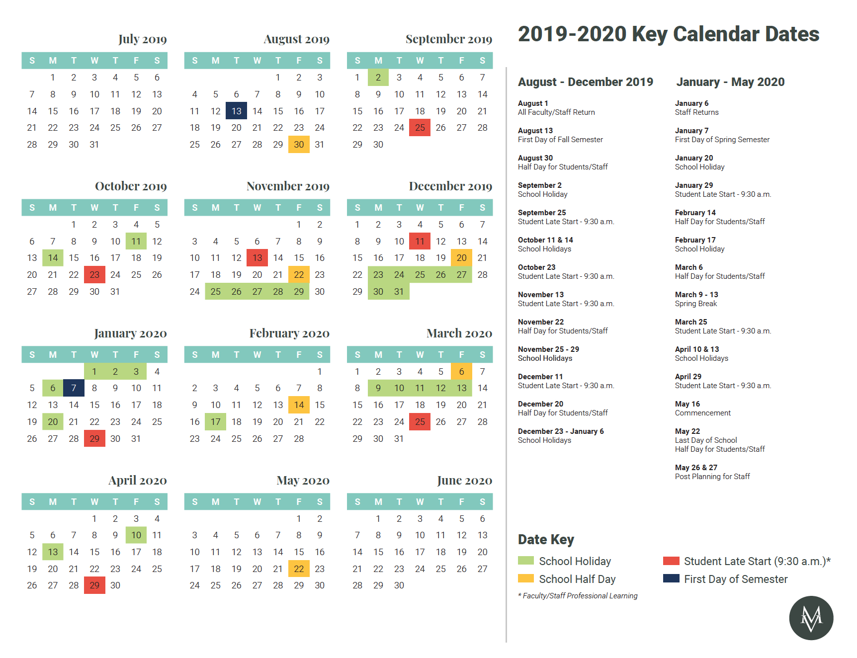 Key Calendar Dates 2019-2020 – Mount Vernon Lookup