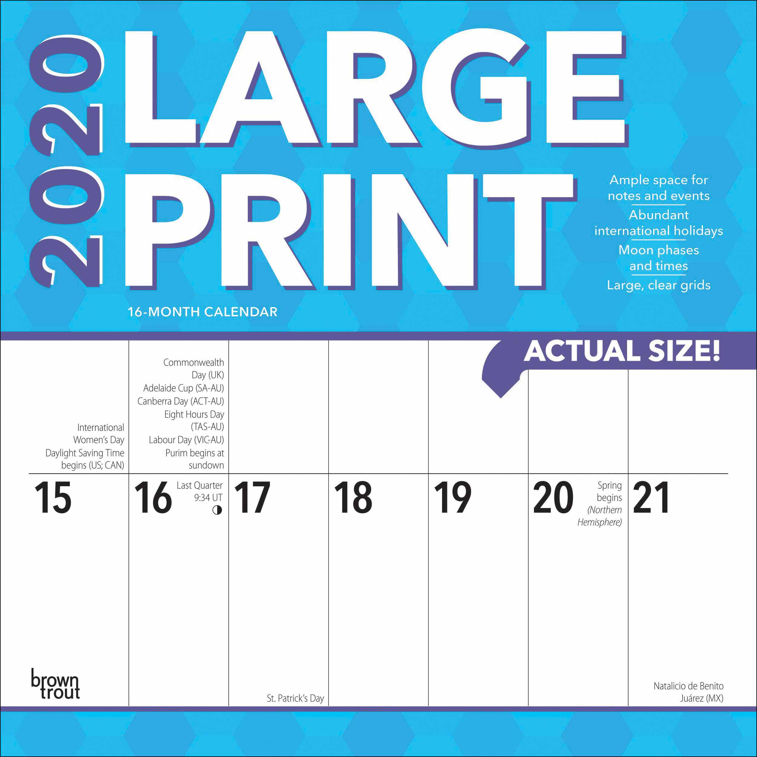 Large Print Calendar 2020