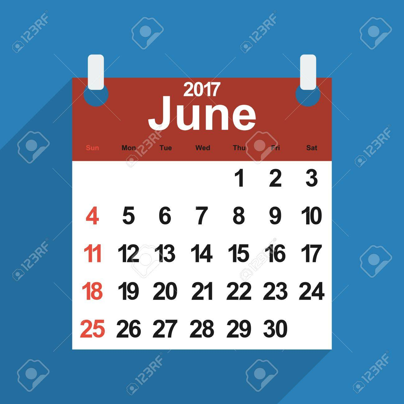 Leaf Calendar 2017 With The Month Of June Days Of The Week And Dates