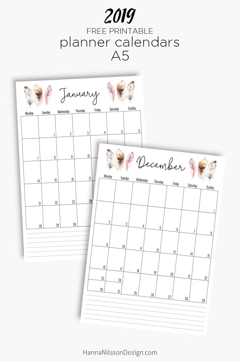 Lined Planner Inserts | Monthly Planner Printable, A5