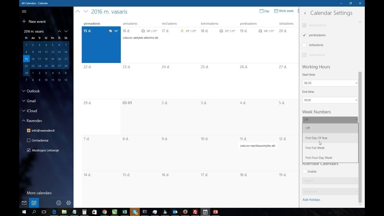 Calendar Week Windows 10