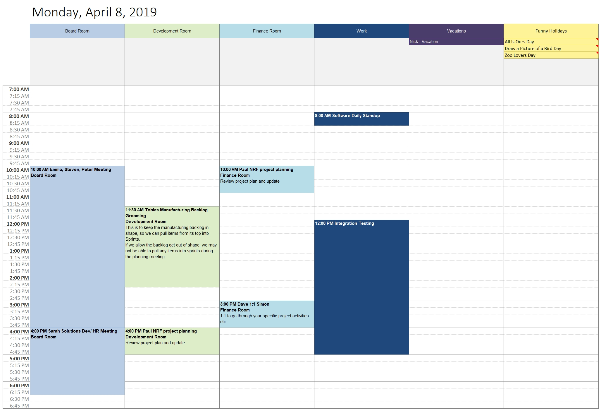 Outlook Calendar Template