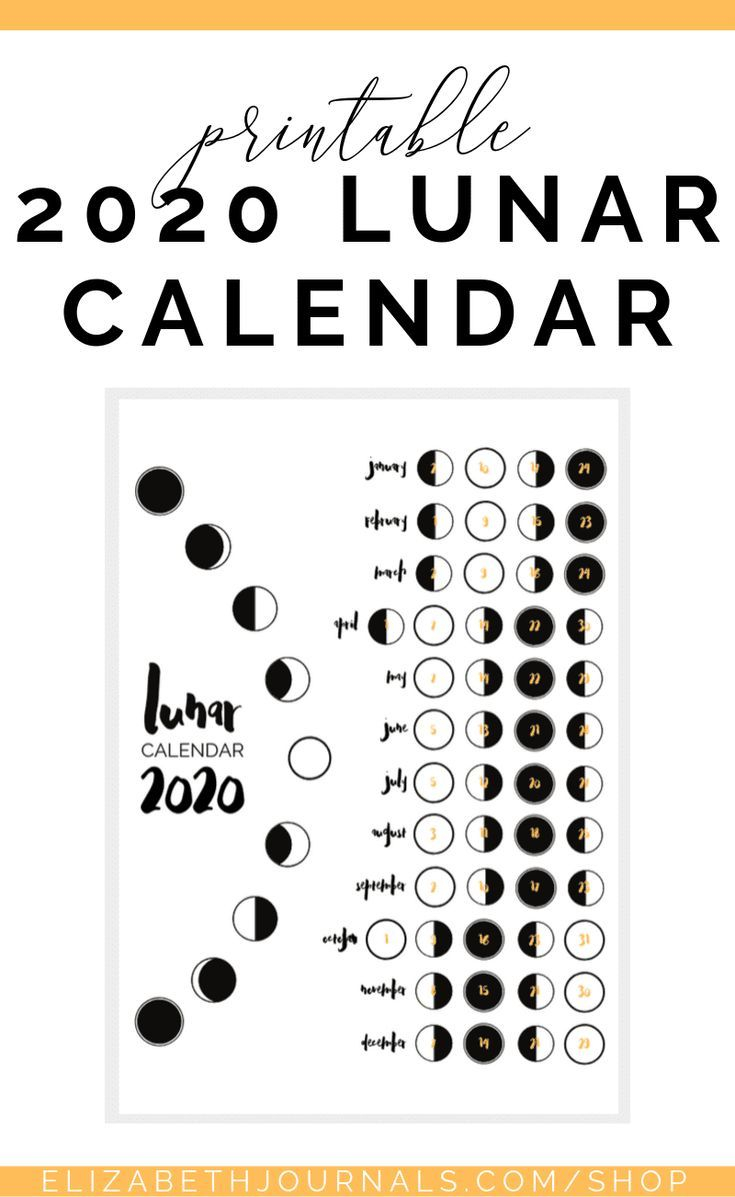 Lunar Calendar Bullet Journal Printable | 2020 | Bullet