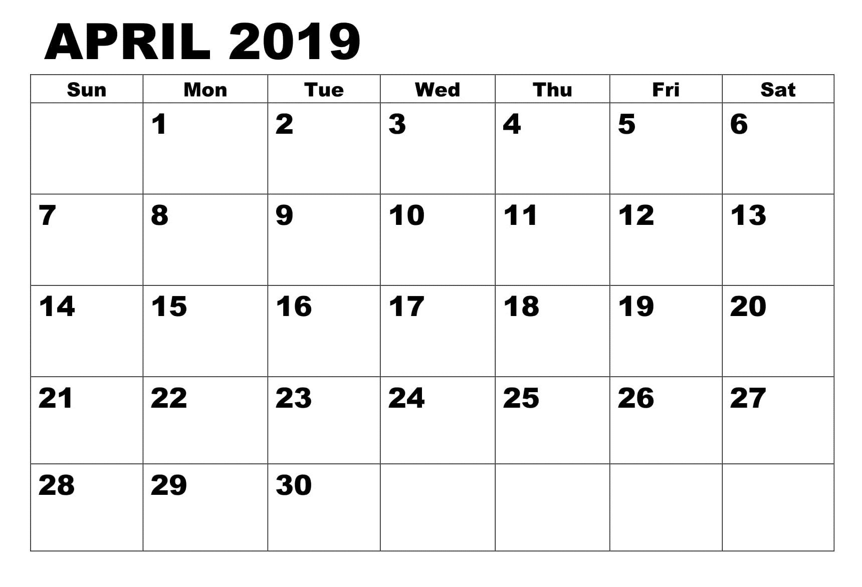 Lunar Calendar For April 2019 Printable Pdf Blank Download