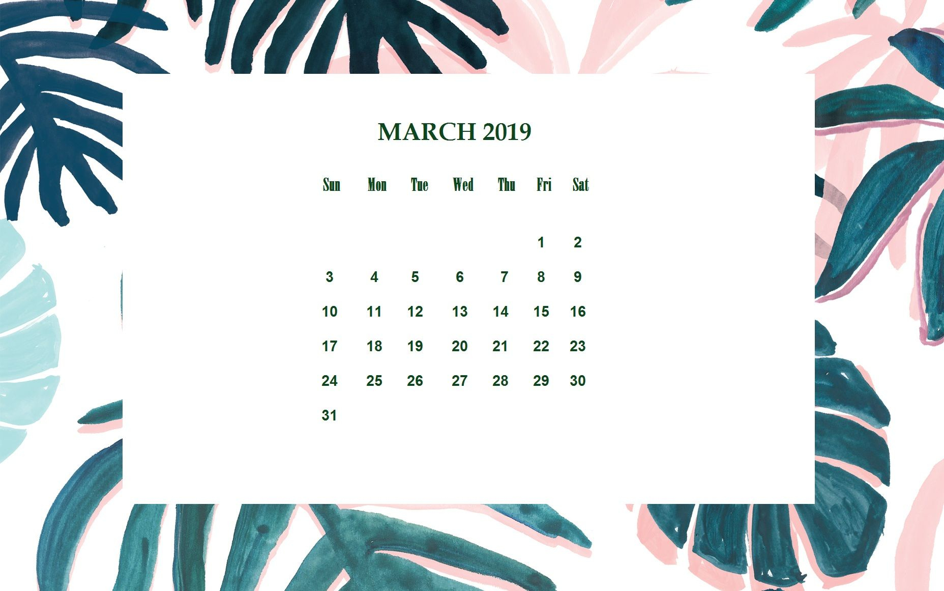 March 2019 Desktop Calendar Wallpaper Calendar 2018 In 2019